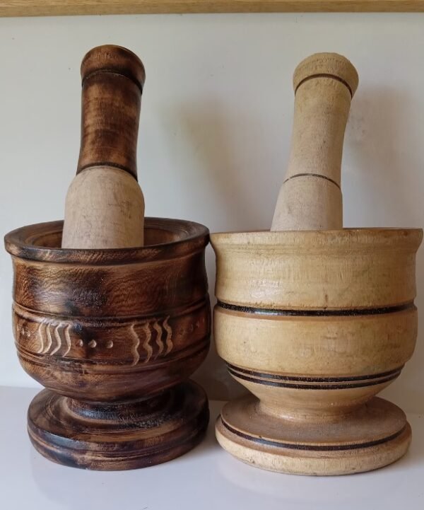 African Wooden Mortar and Pestle Set
